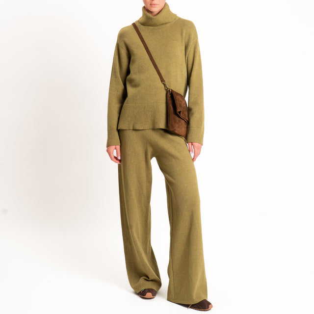 Zeroassoluto-Pantalone in maglia elastico in vita - olio