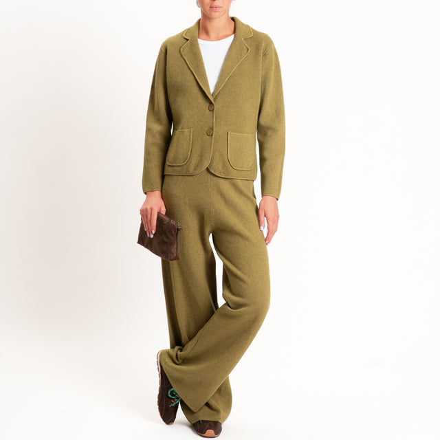 Zeroassoluto-Pantalone in maglia elastico in vita - olio