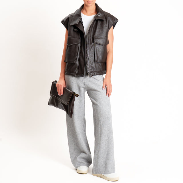 Zeroassoluto-Pantalone in maglia elastico in vita - perla