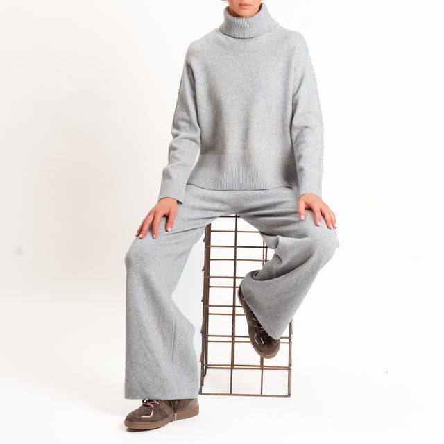 Zeroassoluto-Pantalone in maglia elastico in vita - perla