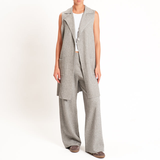 Zeroassoluto-Pantalone in maglia elastico in vita - stone