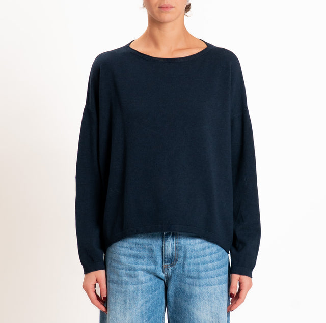 Zeroassoluto-Maglia girocollo a scatola - blu
