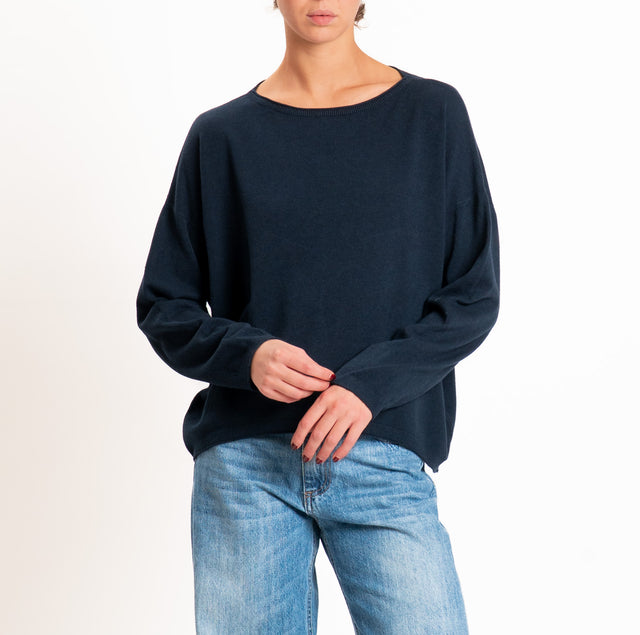 Zeroassoluto-Maglia girocollo a scatola - blu