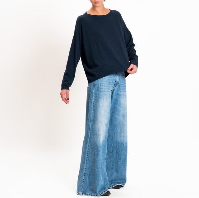 Zeroassoluto-Maglia girocollo a scatola - blu