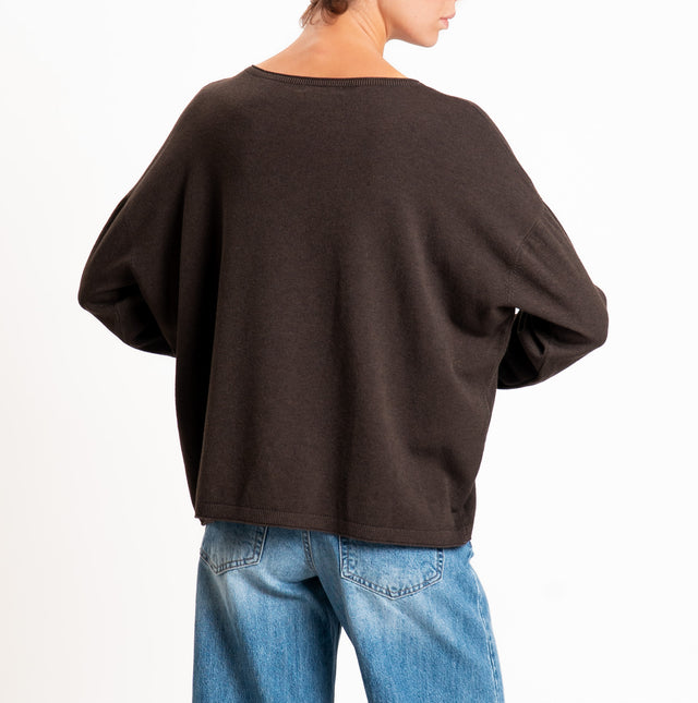 Zeroassoluto-Maglia girocollo a scatola - choco
