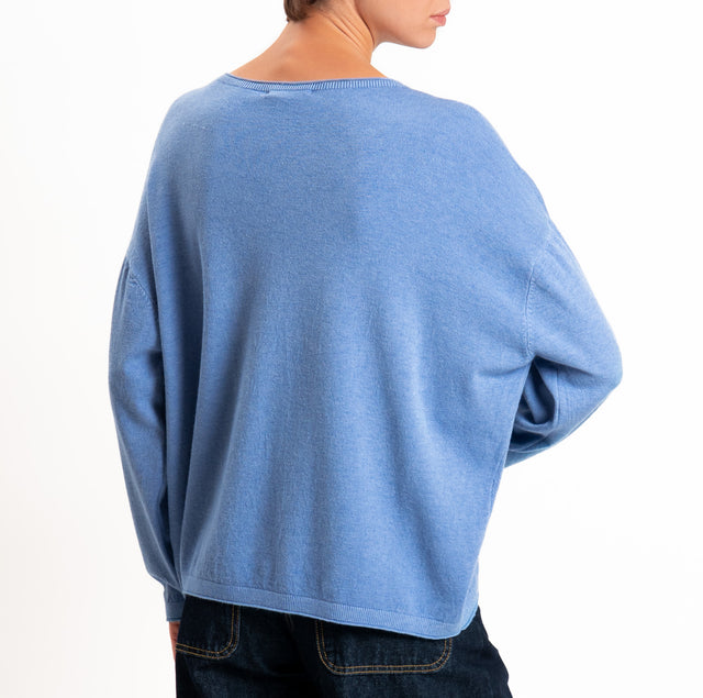 Zeroassoluto-Maglia girocollo a scatola - jeans