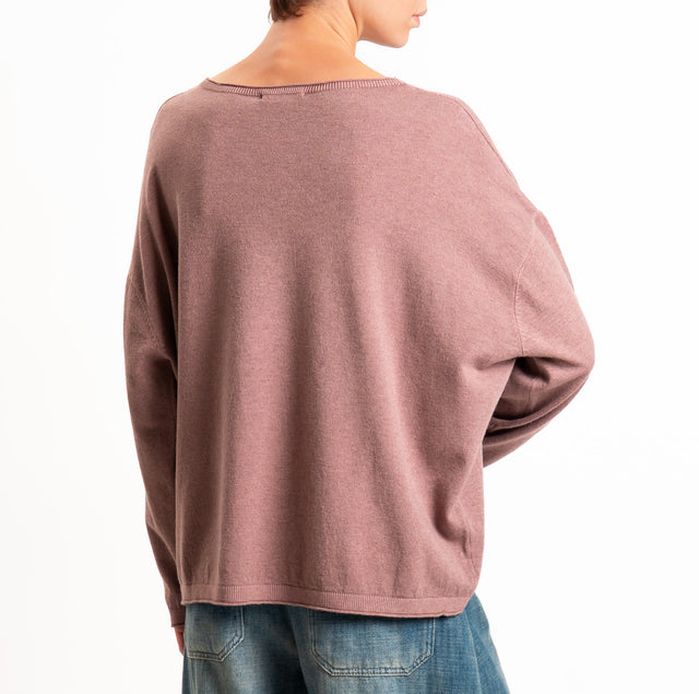 Zeroassoluto-Maglia girocollo a scatola - mauve