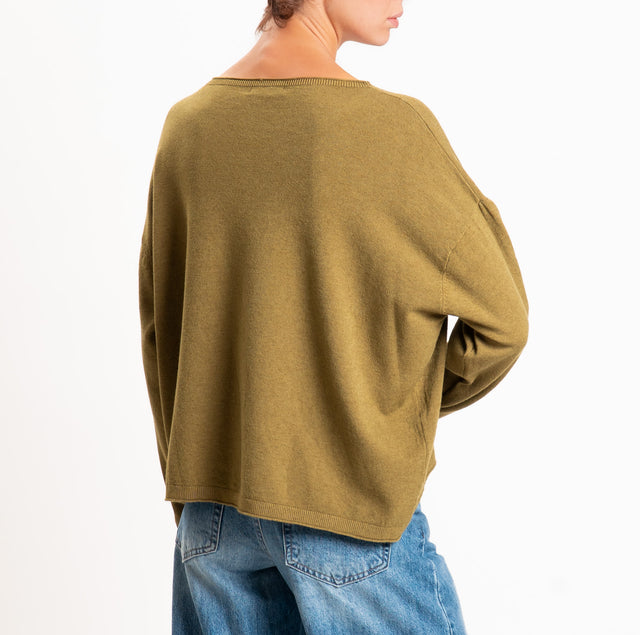 Zeroassoluto-Maglia girocollo a scatola - olio
