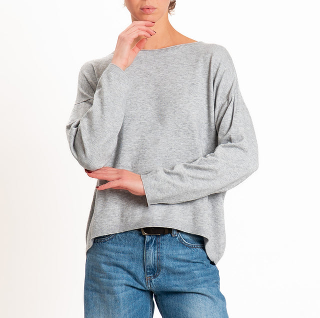Zeroassoluto-Maglia girocollo a scatola - perla