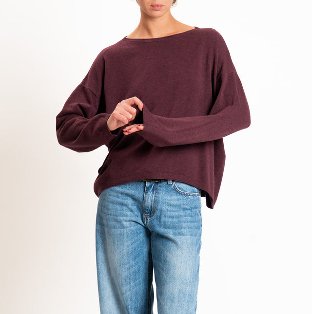 Zeroassoluto-Maglia girocollo a scatola - prugna