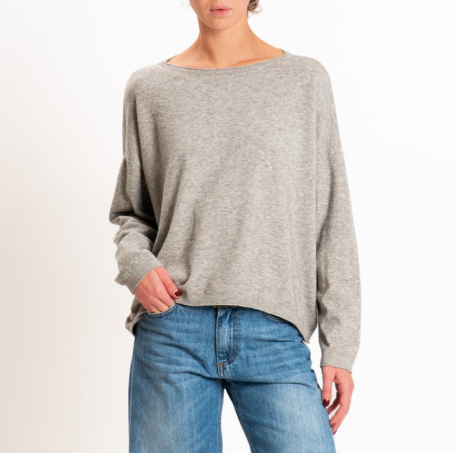 Zeroassoluto-Maglia girocollo a scatola - stone
