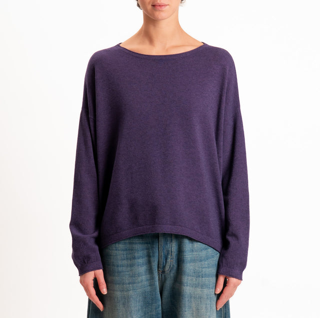 Zeroassoluto-Maglia girocollo a scatola - uva