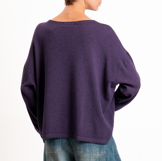 Zeroassoluto-Maglia girocollo a scatola - uva