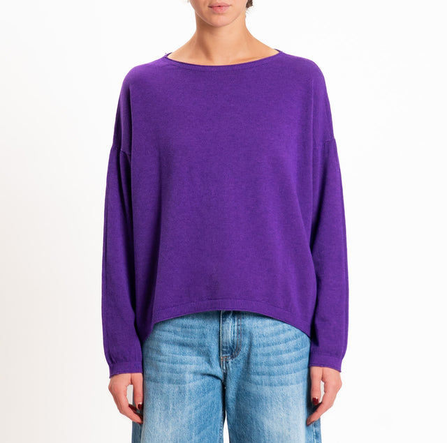 Zeroassoluto-Maglia girocollo a scatola - viola