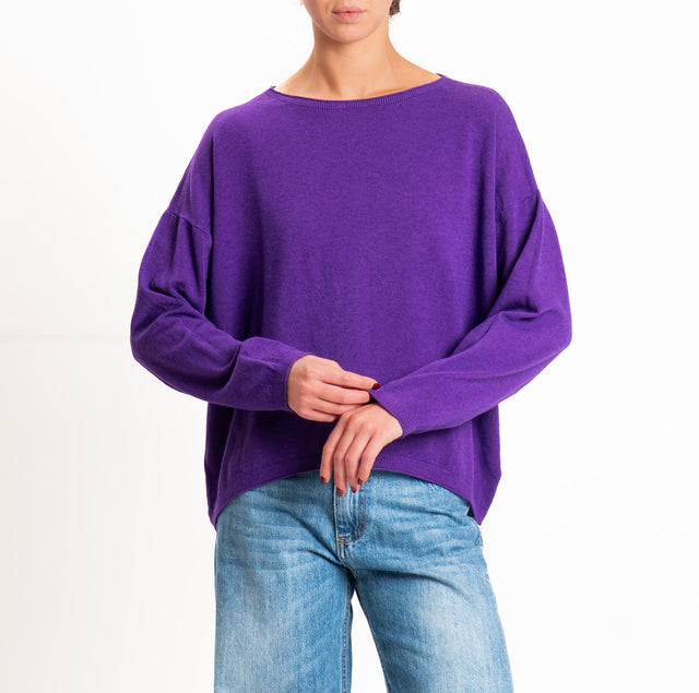 Zeroassoluto-Maglia girocollo a scatola - viola