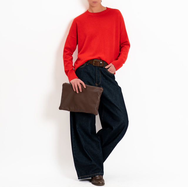 Zeroassoluto-Maglia scatola girocollo riga central - rosso