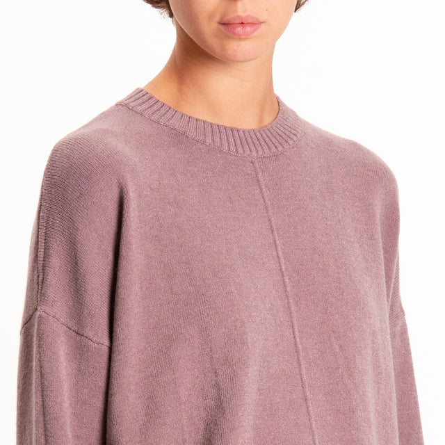 Zeroassoluto-Maglia scatola girocollo riga centrale - mauve