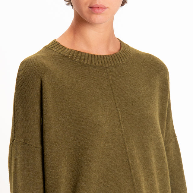 Zeroassoluto-Maglia scatola girocollo riga centrale - militare