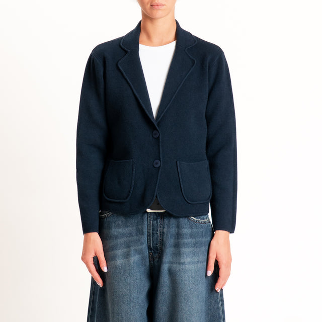 Zeroassoluto-Giacca in maglia con tasche - Blu