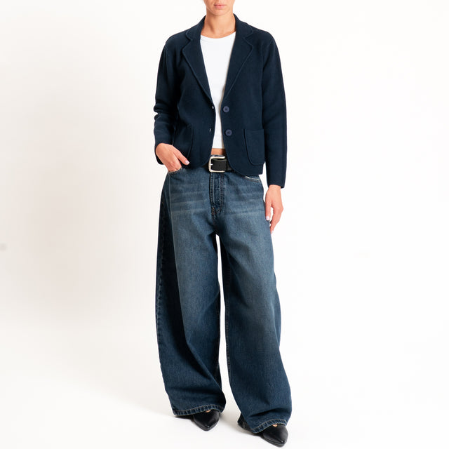 Zeroassoluto-Giacca in maglia con tasche - Blu