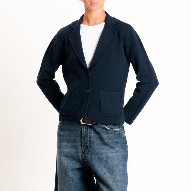 Zeroassoluto-Giacca in maglia con tasche - Blu