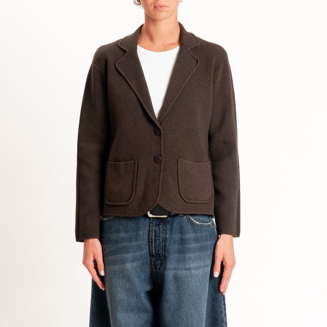 Zeroassoluto-Giacca in maglia con tasche - choco