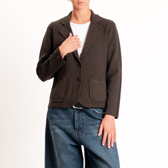 Zeroassoluto-Giacca in maglia con tasche - choco