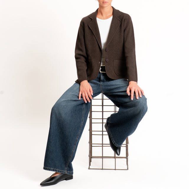 Zeroassoluto-Giacca in maglia con tasche - choco