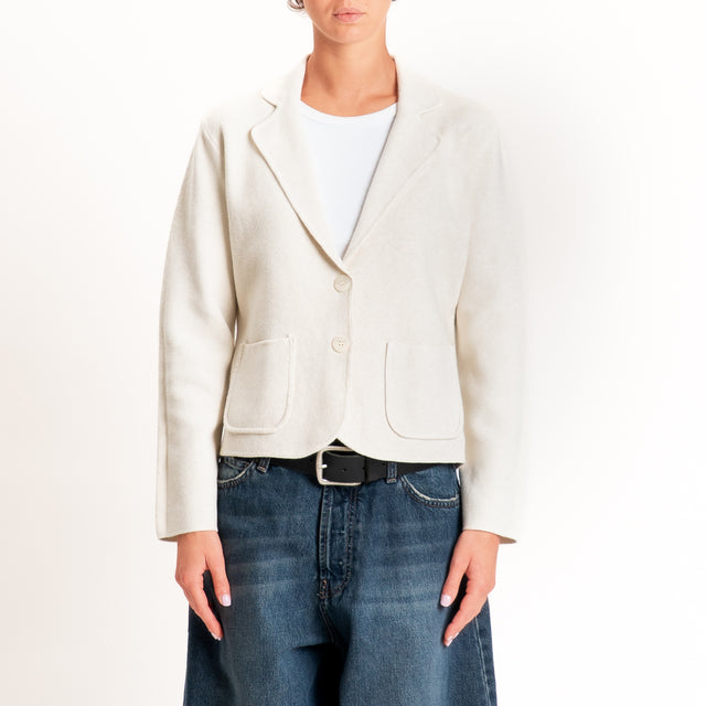 Zeroassoluto-Giacca in maglia con tasche - gesso