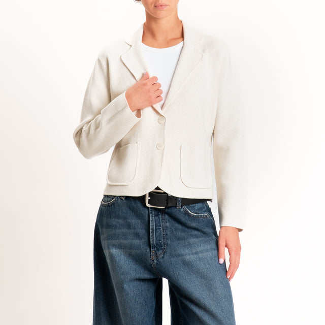 Zeroassoluto-Giacca in maglia con tasche - gesso