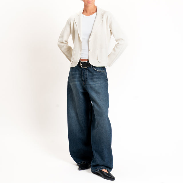 Zeroassoluto-Giacca in maglia con tasche - gesso