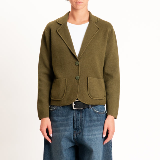 Zeroassoluto-Giacca in maglia con tasche - militare