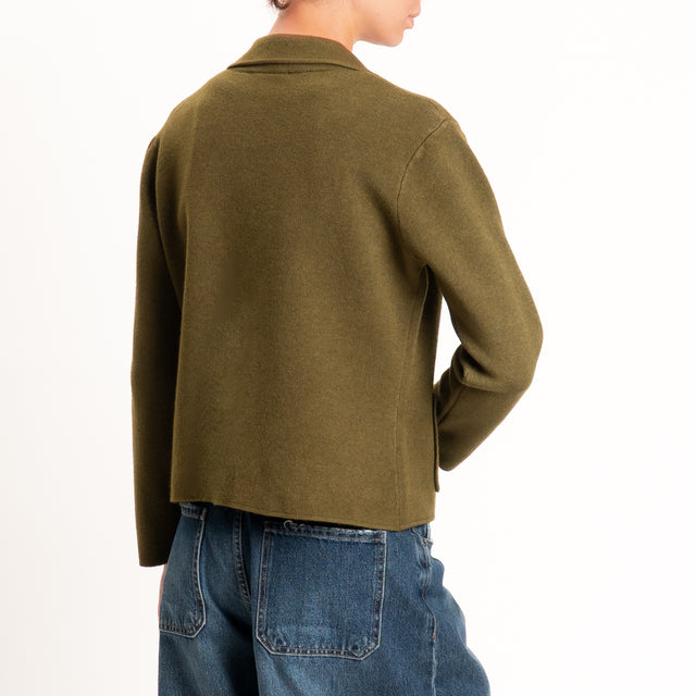 Zeroassoluto-Giacca in maglia con tasche - militare