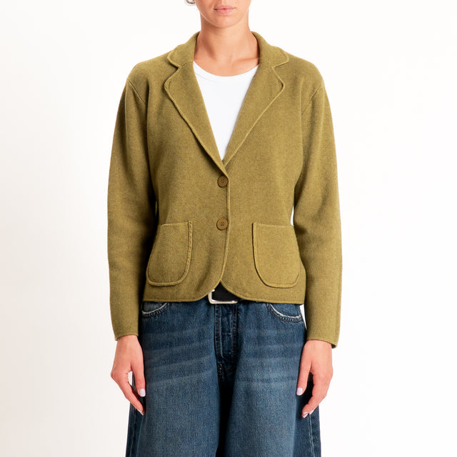 Zeroassoluto-Giacca in maglia con tasche - olio