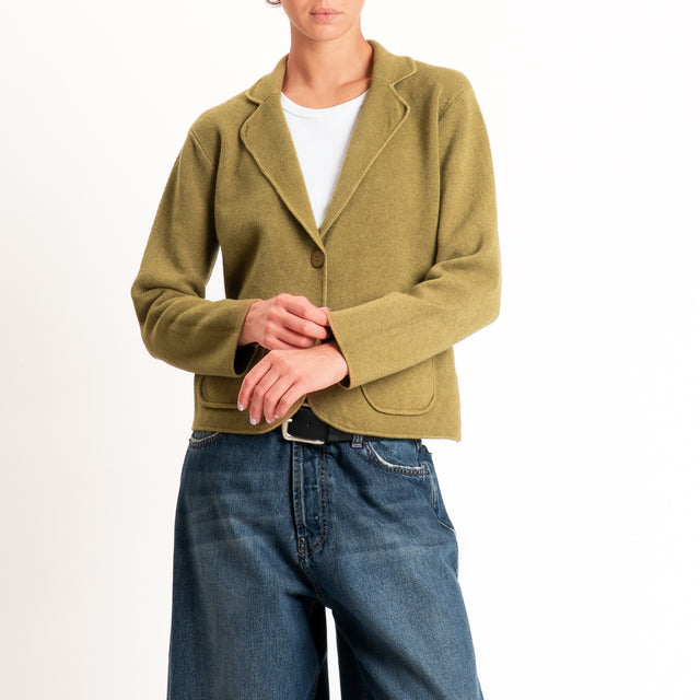 Zeroassoluto-Giacca in maglia con tasche - olio