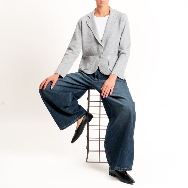 Zeroassoluto-Giacca in maglia con tasche - perla