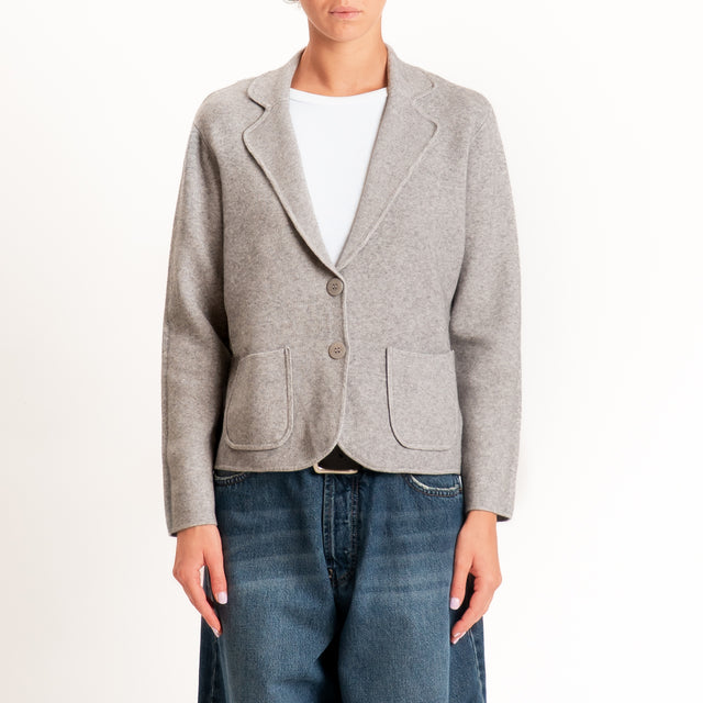 Zeroassoluto-Giacca in maglia con tasche - stone