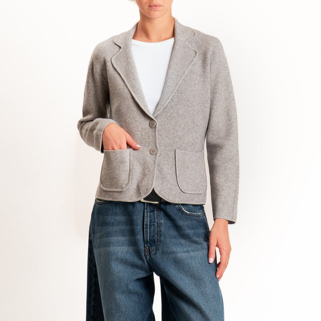 Zeroassoluto-Giacca in maglia con tasche - stone