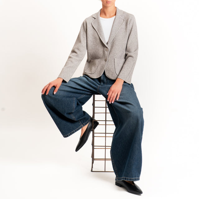 Zeroassoluto-Giacca in maglia con tasche - stone