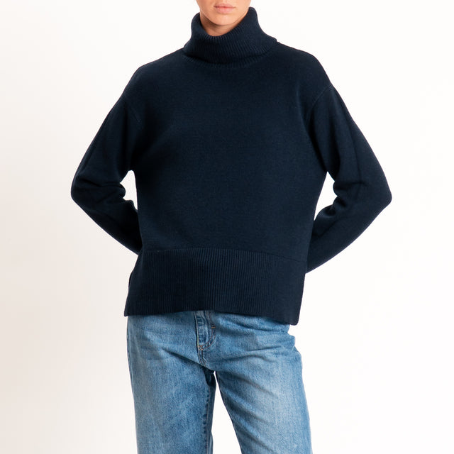 Zeroassoluto-Maglia scatola collo ad anello cannolè - Blu