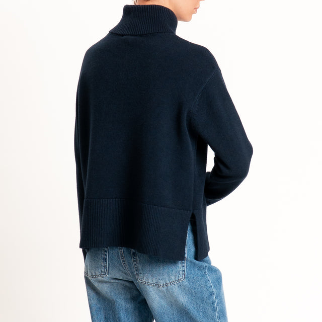 Zeroassoluto-Maglia scatola collo ad anello cannolè - Blu