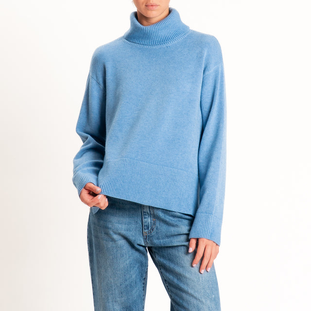 Zeroassoluto-Maglia scatola collo ad anello cannolè - jeans