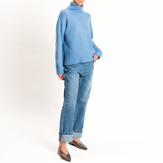 Zeroassoluto-Maglia scatola collo ad anello cannolè - jeans