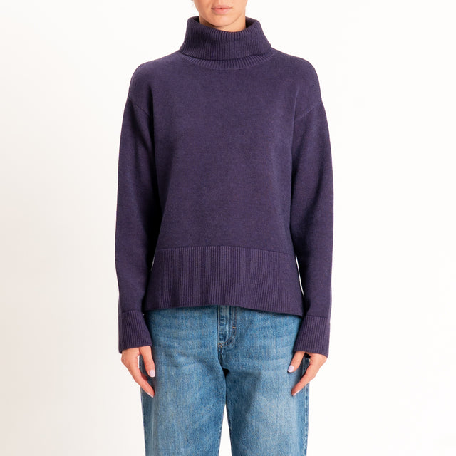 Zeroassoluto-Maglia scatola collo ad anello cannolè - uva