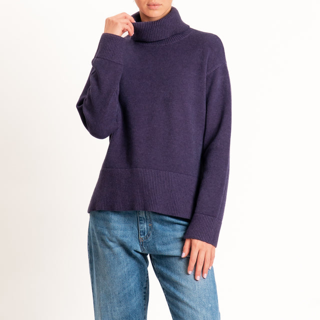 Zeroassoluto-Maglia scatola collo ad anello cannolè - uva