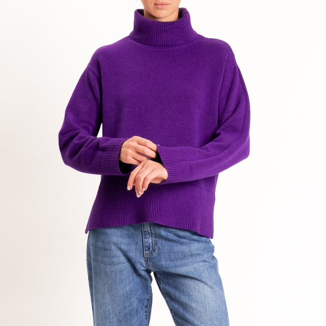 Zeroassoluto-Maglia scatola collo ad anello cannolè - viola