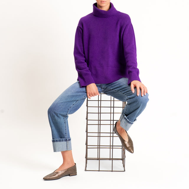 Zeroassoluto-Maglia scatola collo ad anello cannolè - viola