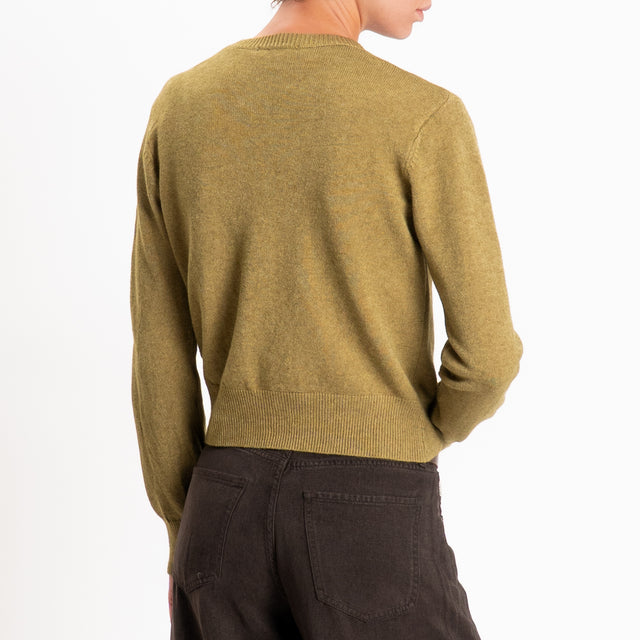 Zeroassoluto-Cardigan crop in maglia bordi a coste - olio