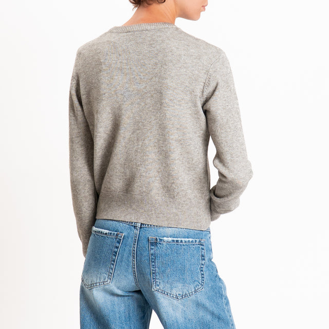 Zeroassoluto-Cardigan crop in maglia bordi a coste - stone