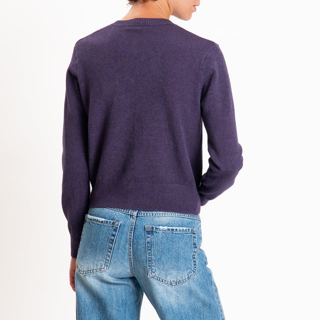Zeroassoluto-Cardigan crop in maglia bordi a coste - uva